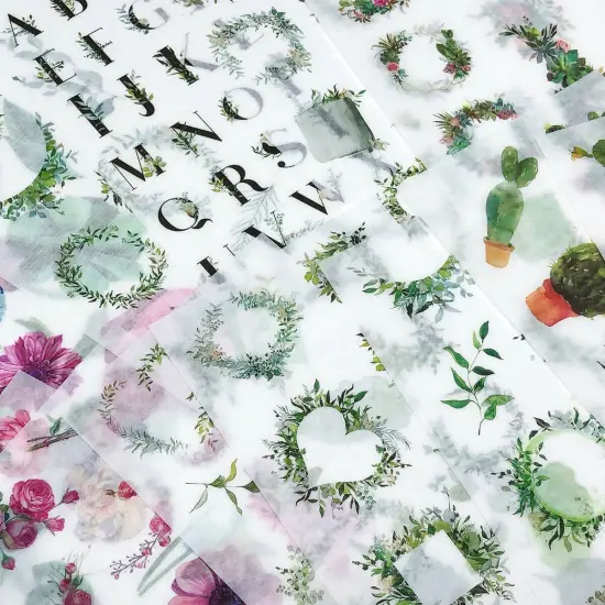 Wrapables Washi Stickers Sets for Scrapbooking, DIY Crafts for Stationery, Diary, Card Making 18, Cactus & Flowers {3}