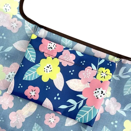 Wrapables Large & Small Foldable Tote Nylon Reusable Grocery Bags, Set of 2 Pink Yellow Corsage {4}