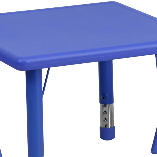 Emma and Oliver 24" Square Plastic Height Adjustable Activity Table Set with 2 Chairs Natural {11}