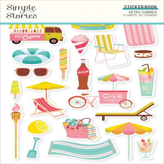 Simple Stories Sticker Book 12/Sheets-Retro Summer, 451/Pkg {1}