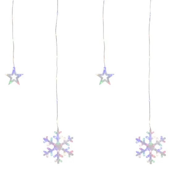 Northlight LED Star and Snowflake Curtain Christmas Lights - Multicolor - 4.75' Clear Wire - 250ct {3}
