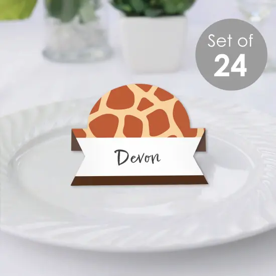 Big Dot of Happiness Giraffe Print - Safari Party Tent Buffet Card - Table Setting Name Place Cards - Set of 24 {3}