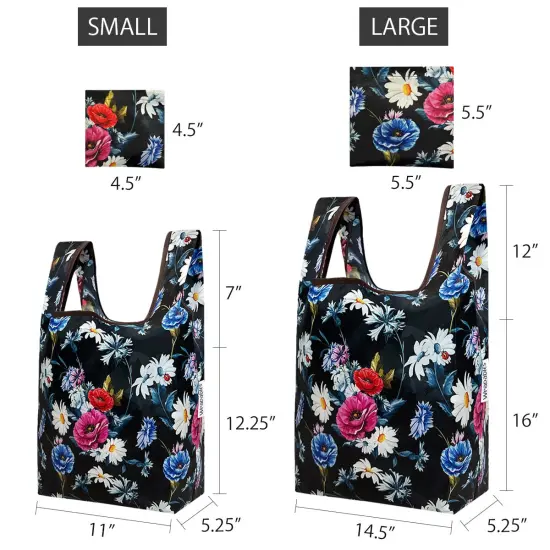 Wrapables JoliBag Collection Reusable Shopping Bag (Set of 2) Midnight Bouquet {2}