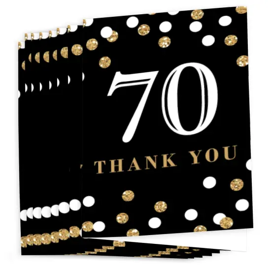 Big Dot of Happiness Adult 70th Birthday - Gold - Birthday Party Thank You Cards (8 count) {3}