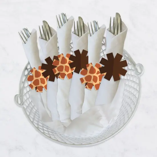 Big Dot of Happiness Giraffe Print - Safari Party Paper Napkin Holder - Napkin Rings - Set of 24 {4}