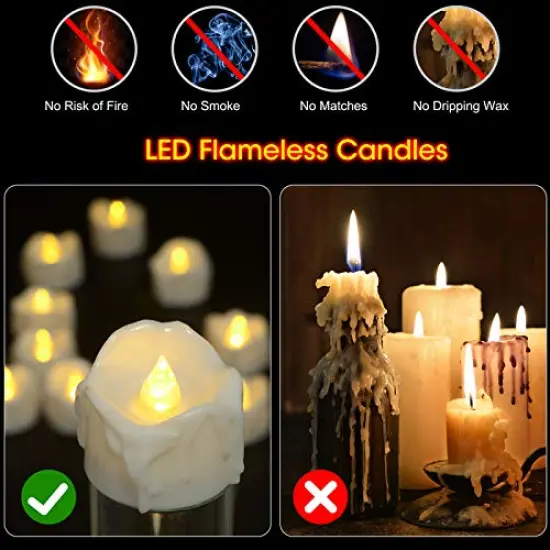 12 Packs Halloween Tea Lights with Timer, Flickering Flameless LED Tealights Battery Operated Votive Candles for Pumpkin Decor Indoor Home Party Halloween Decorations {5}