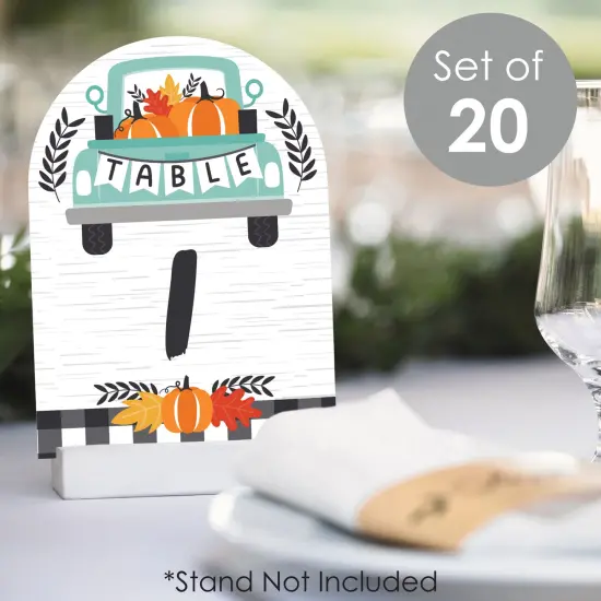 Big Dot of Happiness Happy Fall Truck - Harvest Pumpkin Party Double-Sided 5 x 7 inches Cards - Table Numbers - 1-20 {3}