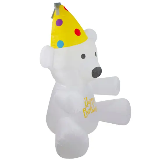 Northlight LED Lighted Inflatable Happy Birthday Bear Outdoor Decoration - 4' White {4}