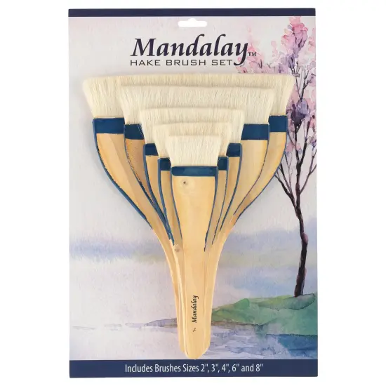 Creative Mark Mandalay Professional Goat Hair Hake Brush - Wide Paint Brushes with Paddle Handle for Professional Artists - Soft Natural Bristles Ideal for Sumi-e and Color Washes {1}