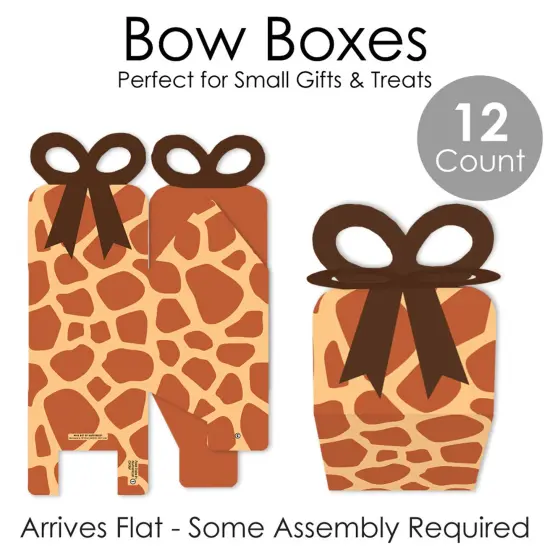 Big Dot of Happiness Giraffe Print - Square Favor Gift Boxes - Safari Party Bow Boxes - Set of 12 {7}
