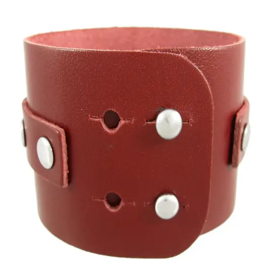 Brown Leather Chrome O Ring Wristband Bracelet {3}