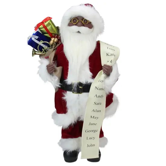 Northlight 16" African American Santa Claus with Naughty or Nice List Christmas Figure Red {1}