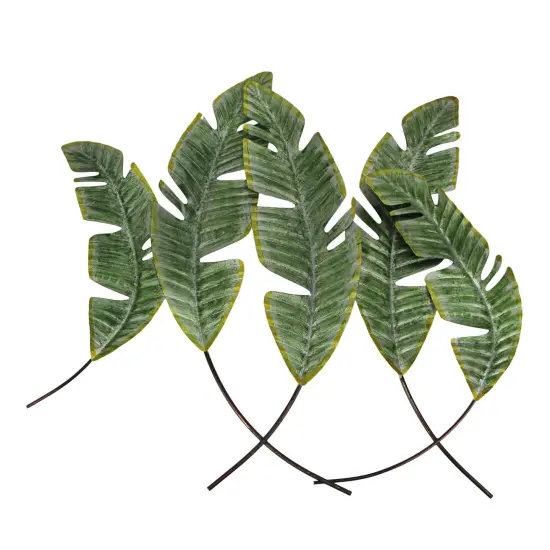 27 Inch Metal Tropical Leaf Wall Hanging Sculpture Coastal Plant Art Home Decor {1}