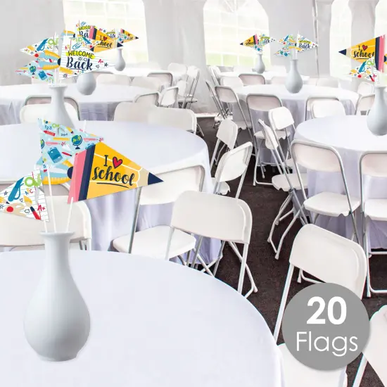 Big Dot of Happiness Back to School - Triangle First Day of School Classroom Decorations Photo Props - Pennant Flag Centerpieces - Set of 20 {3}