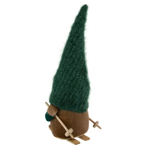 Northlight Skiing Gnome with Snowflake Knitted Hat Christmas Decoration - 12.5" Green {6}