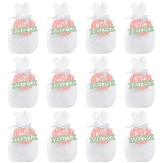 Big Dot of Happiness Girl Little Pumpkin - Fall Birthday Party or Baby Shower Clear Goodie Favor Bags - Treat Bags With Tags - Set of 12 {7}