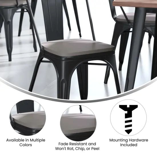 Emma and Oliver Carew All-Weather Durable Polyresin Seat for Colorful Metal Dining Chairs, Counter Stools and Bar Stools Teak {7}