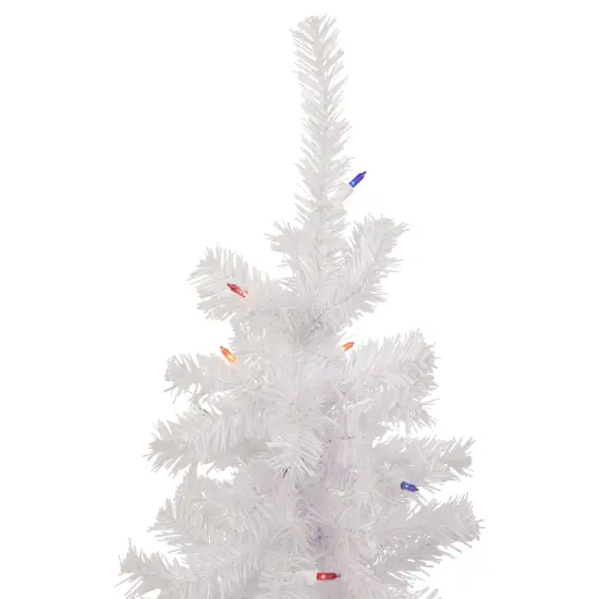Northlight Pre-Lit Slim Woodbury White Pine Artificial Christmas Tree - 3' - Multi Lights {4}