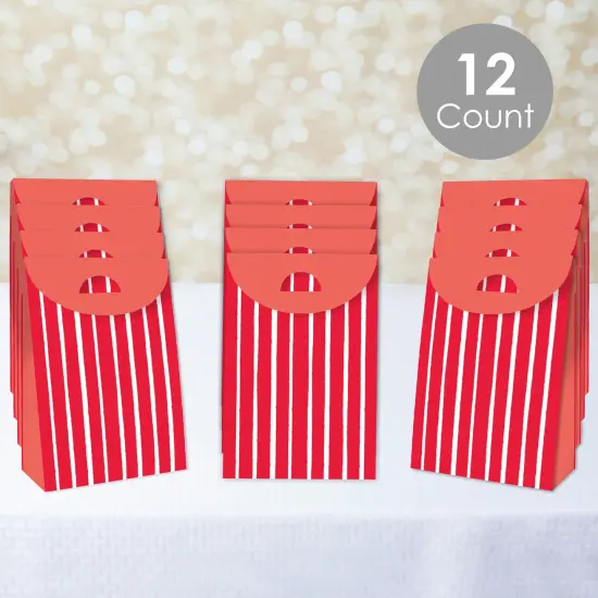 Big Dot of Happiness Red Stripes - Simple Gift Favor Bags - Party Goodie Boxes - Set of 12 {3}