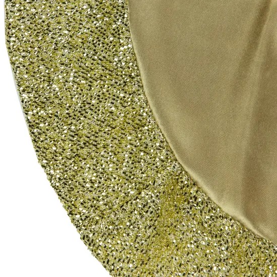 Northlight 20" Gold Mini Christmas Tree Skirt with Tinsel Trim {6}
