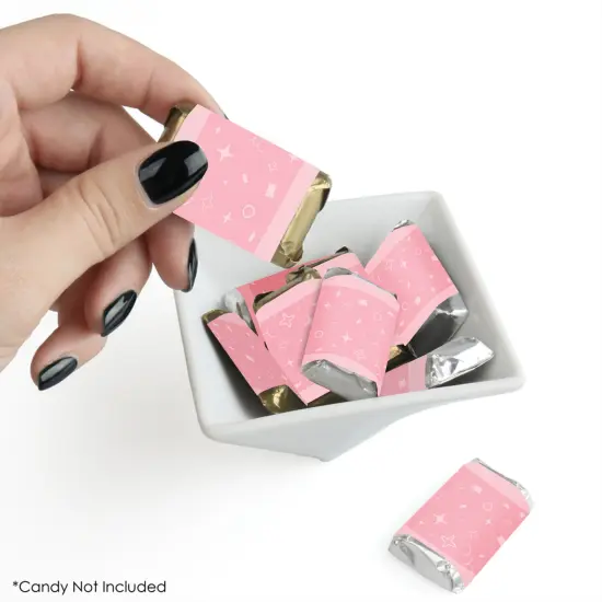 Big Dot of Happiness Pink Confetti Stars - Mini Candy Bar Wrapper Stickers - Simple Party Small Favors - 40 Count {3}