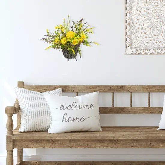 Northlight Lemon and Daisy Hanging Spring Wall Basket - 12"- Yellow {3}