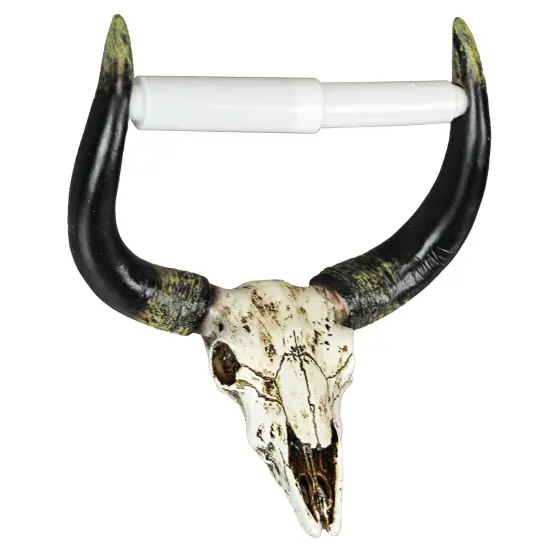 Rustic Faux Steer Skull Decorative Toilet Paper Holder Resin Bathroom Home Decor {1}