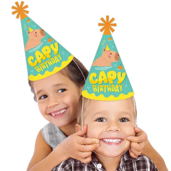 Big Dot of Happiness Capy Birthday - Cone Happy Birthday Capybara Party Hats for Kids and Adults - Set of 8 (Standard Size) {3}