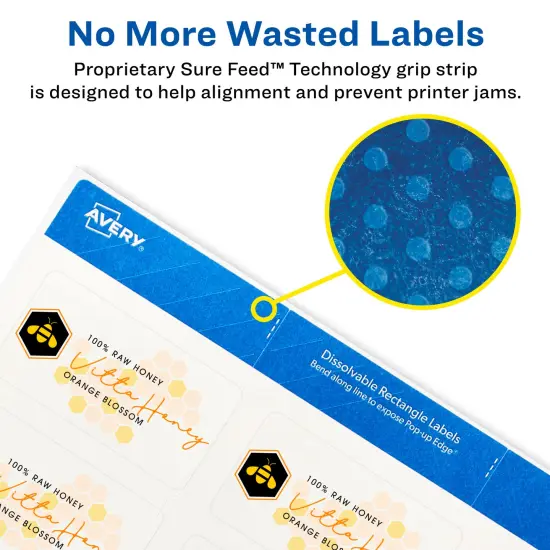 Avery Printable Dissolvable Rectangle Labels, 1-1/4" x 2-3/8", White, 90 Customizable Labels (4224) {4}