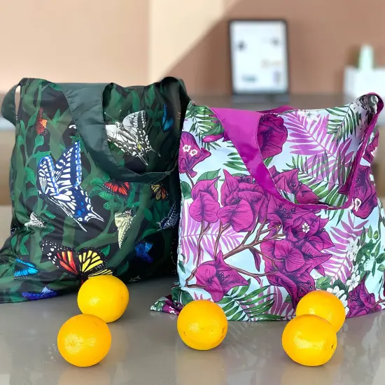 Wrapables Large & Small Allybag Foldable & Lightweight Reusable Grocery Bags (Set of 2) Butterflies {5}