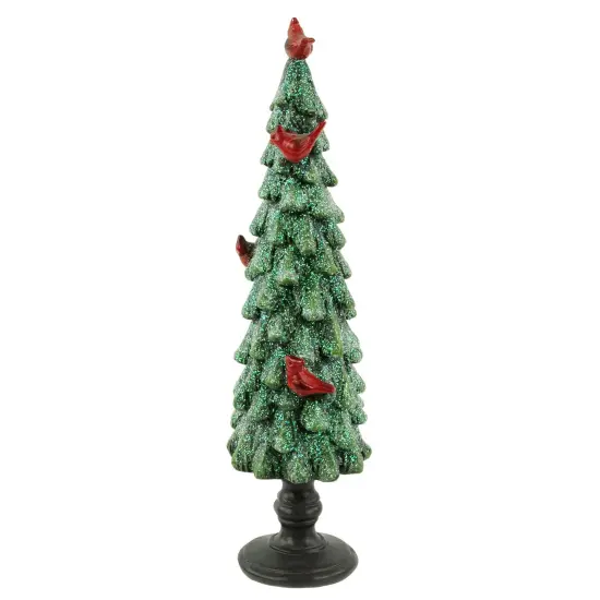 Northlight Glittered Tree with Cardinals Christmas Decoration - 11" - Green and Red {5}