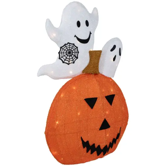 Northlight LED Lighted Jack-O-Lantern and Ghosts Halloween Decoration - 27.5" - Clear Lights Orange {6}