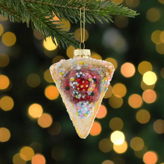 Northlight 3" Double Layer Slice of Cake Glass Christmas Ornament Gold {3}