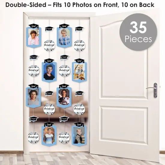 Big Dot of Happiness Light Blue Graduation Party Vertical Photo Garland 35 Pieces {3}