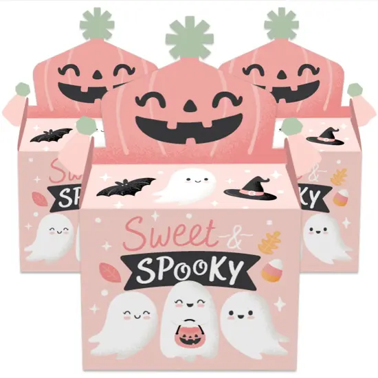 Big Dot of Happiness Pastel Halloween - Treat Box Party Favors - Pink Pumpkin Party Goodie Gable Boxes - Set of 12 {3}