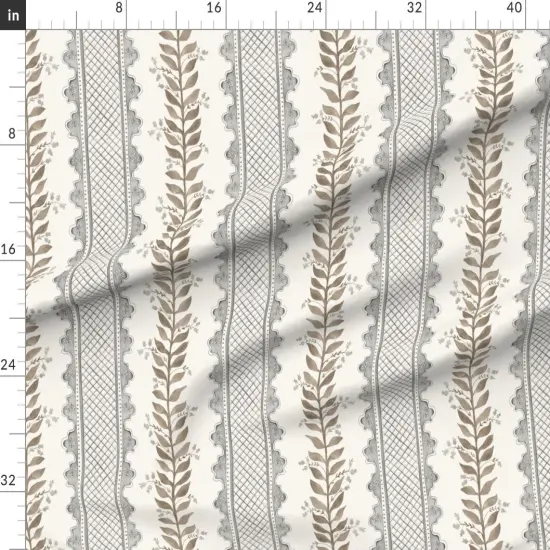 Various Fabrics by the Yard or Fat Quarter Boho Granny Chic Grey Beige Kitsch Floral Directional Lattice Stripes Large Scale Custom Printed Fabric by Spoonflower {1}