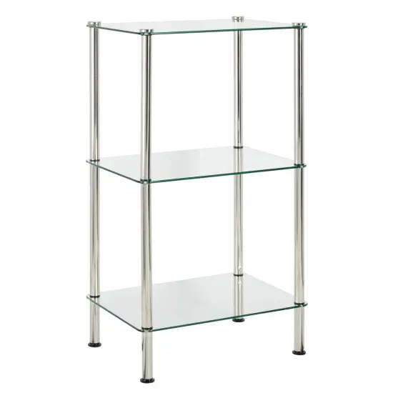mDesign Metal/Glass Tiered Storage Tower with Open Glass Shelves {4}