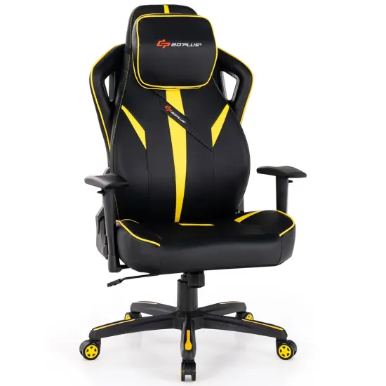 Goplus Gaming Chair 360&deg; Swivel Computer Reclining Height Adjustable 2D Armrest Yellow {1}