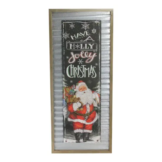 Melrose 31.5&rdquo; Red and Black &ldquo;Have a Holly Jolly Christmas&rdquo; Decorative Santa Wall Plaque {1}