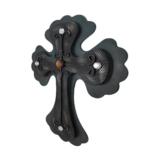 24 Inch Layered Metal Wall Cross With Jewel Accents {3}