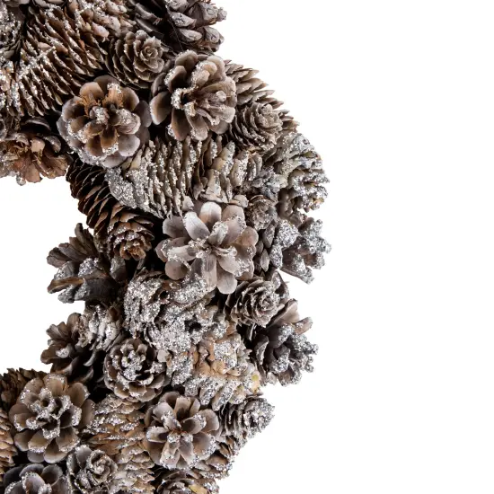 Northlight Frosted Assorted Pinecone Decorative Christmas Wreath, 13.5-Inch, Unlit Brown {3}