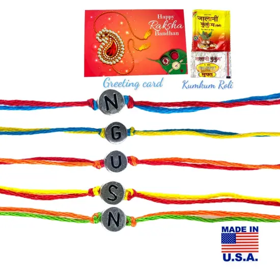 Personalized Rakhi For Brother White Letter Name Designer Handmade Rakhi Thread For Bhaiya Custom Name Rakhi - Rakhi Card Hindu Bracelet Rakhi {2}