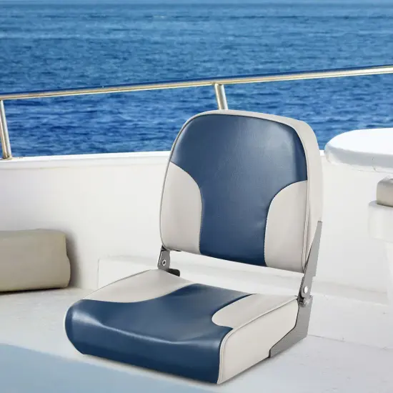 Costway 2-Piece Folding Boat Seat Set with Sponge Padding & Aluminum Hinges Low Back Blue {5}