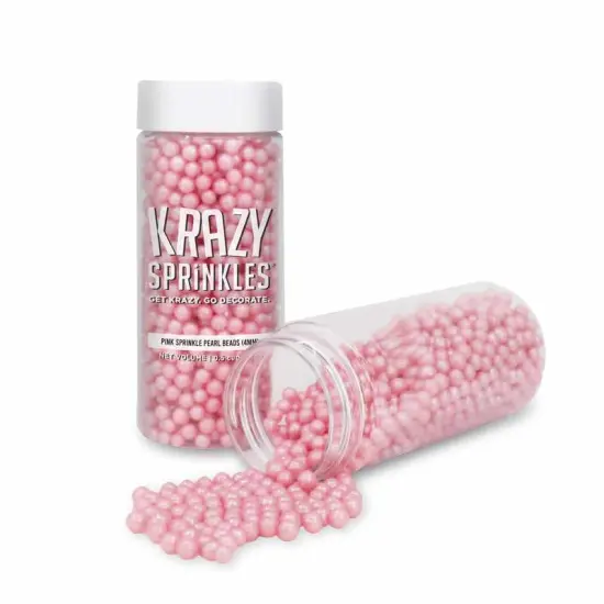 Krazy Sprinkles - Pink Pearl 4mm Beads (1/2 Cup, 1x Jar) for Cakes, Ice Cream & Cookies {2}
