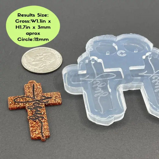 Cross Dangle Earring Silicone Mold, Keychain Mold (C14) {2}
