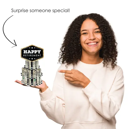 Big Dot of Happiness Happy Retirement - DIY Retirement Party Money Holder Gift - Cash Cake {7}