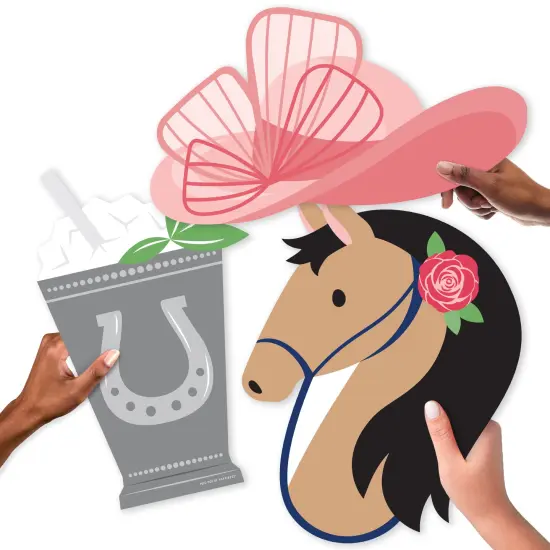 Big Dot of Happiness Kentucky Horse Derby - Fascinator Hat, Mint Julep, and Horse Decorations - Horse Race Party Large Photo Props - 3 Pc {6}