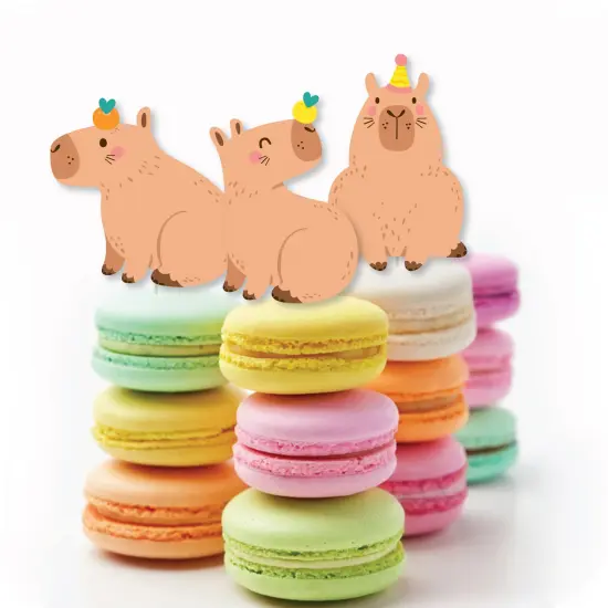 Big Dot of Happiness Capy Birthday - Dessert Cupcake Toppers - Capybara Party Clear Treat Picks - Set of 24 {6}
