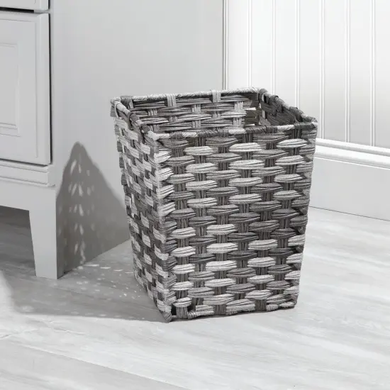 mDesign Woven Square Trash Can Wastebasket, Garbage Container Bin {2}