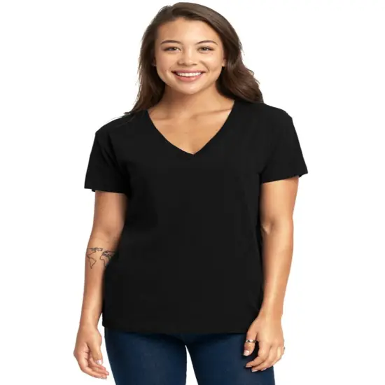 Port & Company&reg; Ladies Core Cotton V Neck Short Sleeve Tee Sangria {6}